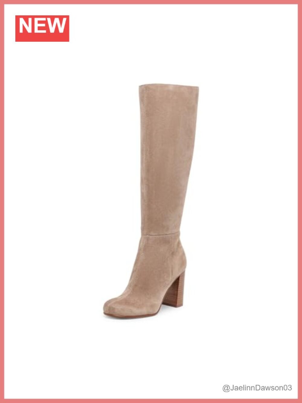 Knee High Suede Boots Block Heel Closed Toe Zip Up Womens